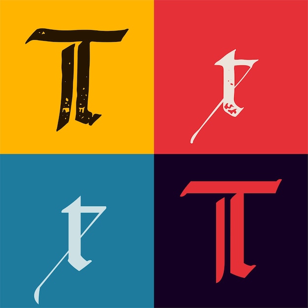 Plik wektorowy gotycki styl litera t logo kaligrafia wielkie i małe litery antyczne vintage wektor zestaw