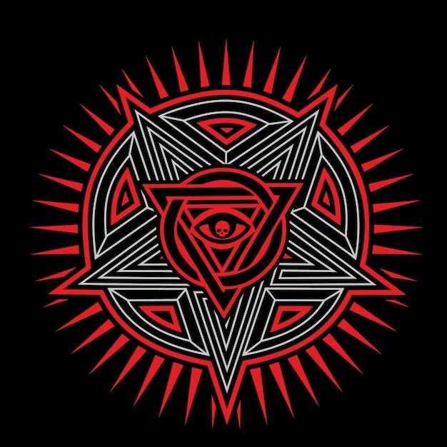 Plik wektorowy gotycki znak z pentagramowymi koszulkami w stylu vintage