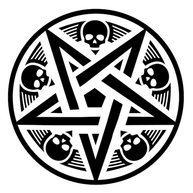 Plik wektorowy gotycki znak z pentagramowymi koszulkami w stylu vintage