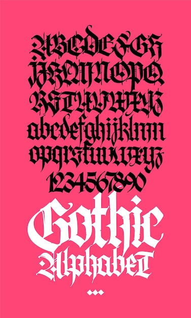 Gotyckie Wielkie I Małe Litery średniowieczny Nowoczesny Styl Litery I Cyfry