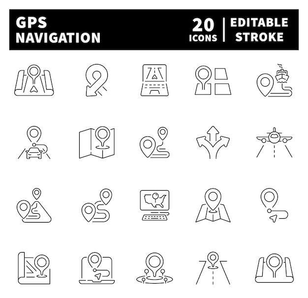 GPS navigation icon set