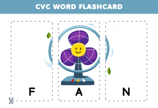 Gra Edukacyjna Dla Dzieci Uczących Się Spółgłosek Samogłosek Spółgłoskowych Z Uroczą Kreskówkową Ilustracją Fan Do Wydrukowania Fiszki