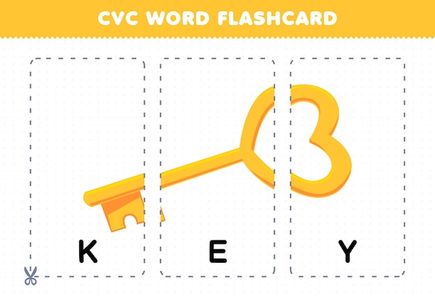 Gra Edukacyjna Dla Dzieci Uczących Się Spółgłosek Samogłoskowych Spółgłosek Z Cute Kreskówki żółty Klucz Ilustracja Do Druku Fiszki