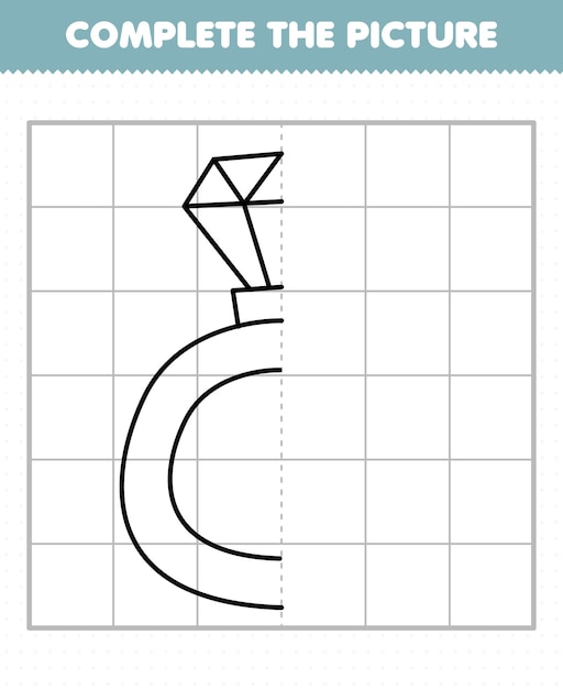 Gra Edukacyjna Dla Dzieci Uzupełnia Obrazek Do Noszenia W Pół Konturu Pierścienia Do Rysowania
