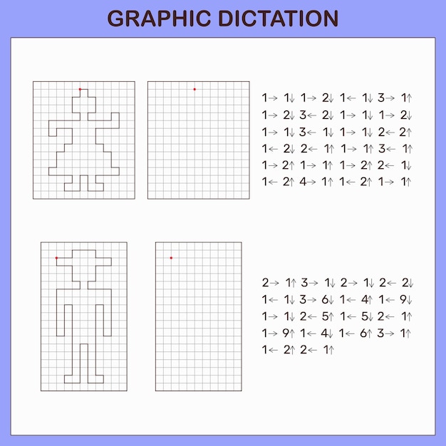 Gra Edukacyjna Dla Dzieci W Wieku Przedszkolnym Gra Dla Dzieci Graficzne Dyktando Z Kobietą I Mężczyzną