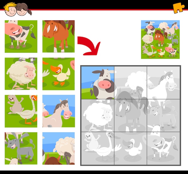 Gra Edukacyjna Jigsaw Puzzle Ze Zwierzętami Hodowlanymi