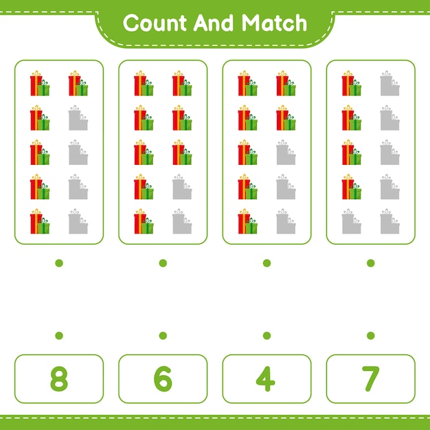 Gra Edukacyjna Polegająca Na Liczeniu Pudełek Upominkowych I Dopasowywaniu Odpowiednich Liczb