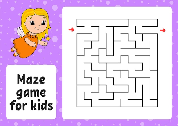 Plik wektorowy gra labirynt dla dzieci zabawny labirynt arkusz aktywności puzzle dla dzieci w stylu kreskówki logiczna zagadka