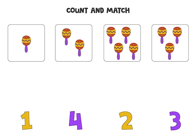Gra Licząca Dla Dzieci Policz Wszystkie Marakasy I Dopasuj Je Do Liczb Arkusz Dla Dzieci