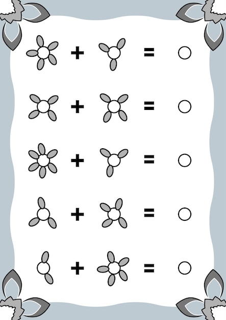 Plik wektorowy gra licząca dla dzieci w wieku przedszkolnym edukacja matematyczna gra płatki kwiatów