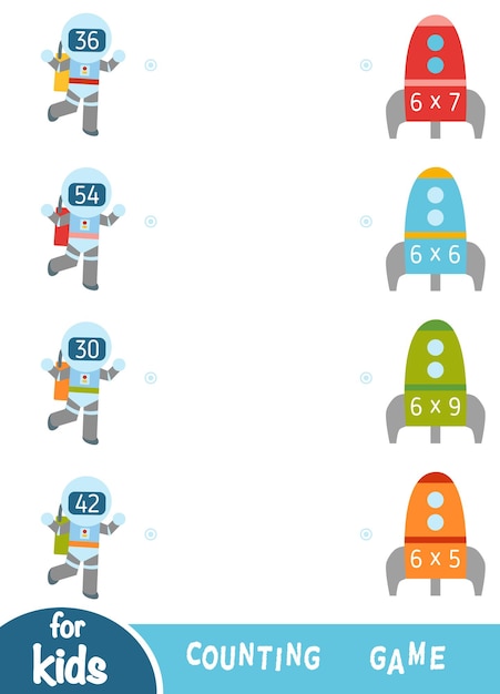 Gra Licząca Dla Dzieci W Wieku Przedszkolnym Edukacyjna Gra Matematyczna Astronauci I Rakiety