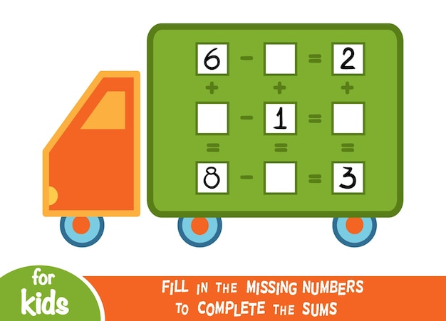 Gra Licząca Dla Dzieci W Wieku Przedszkolnym Edukacyjny Arkusz Matematyczny Z Ciężarówką