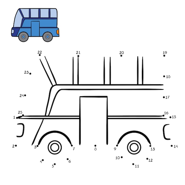 Gra Liczbowa, Edukacja Kropka-kropka Dla Dzieci, Autobus