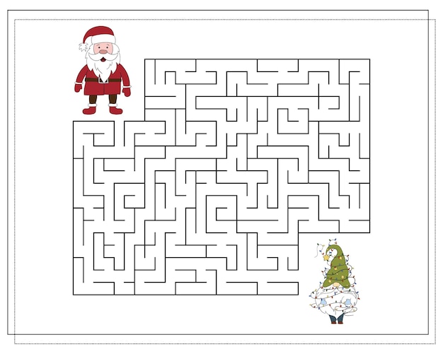 Gra Logiczna Dla Dzieci Przejść Przez Labirynt Cartoon Santa