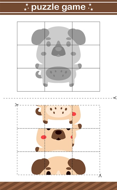 Plik wektorowy gra logiczna w zwierzęcą układankę dla dzieci