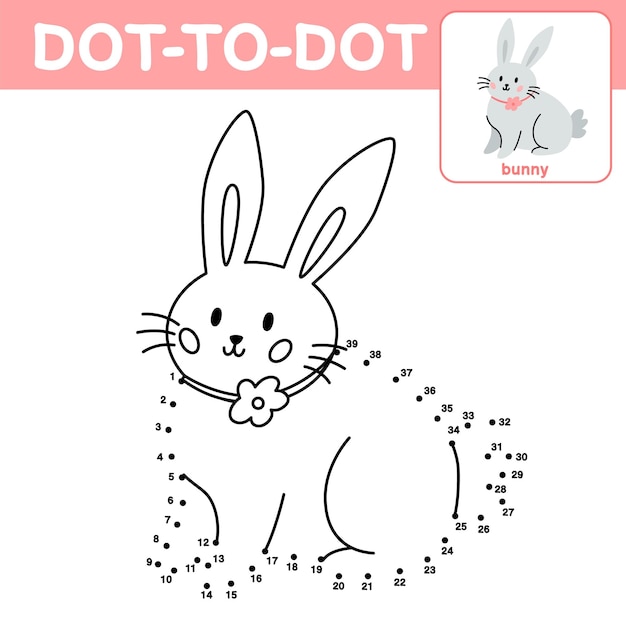Plik wektorowy gra numeryczna edukacyjna gra punktowa dla dzieci słodki królik wielkanocny książka do malowania