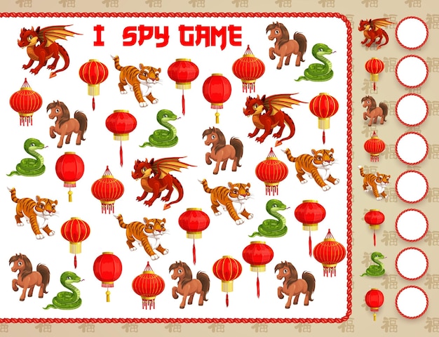 Gra Szpiegowska Dla Dzieci Z Postaciami Z Kreskówek Zwierząt Chińskiego Zodiaku