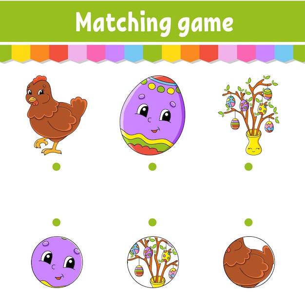 Gra W Dopasowywanie Dla Dzieci Edukacyjny Arkusz Roboczy Narysuj Linię Motyw Wielkanocny