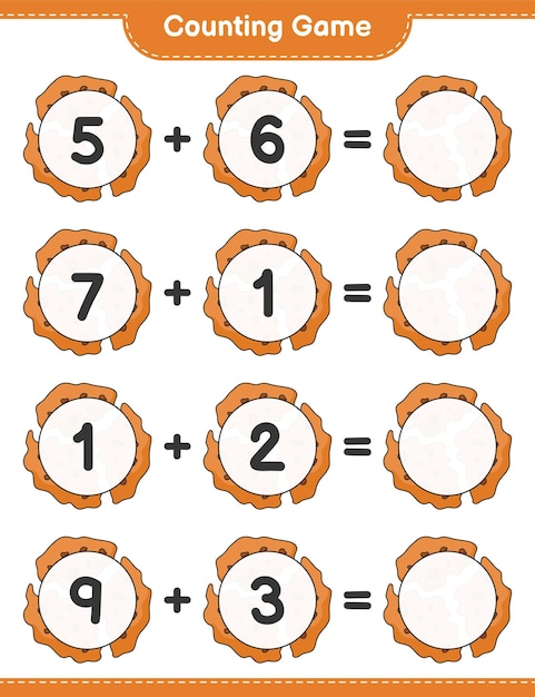 Gra W Liczenie, Policz Liczbę Ciasteczek I Napisz Wynik. Gra Edukacyjna Dla Dzieci, Arkusz Do Druku, Ilustracja Wektorowa