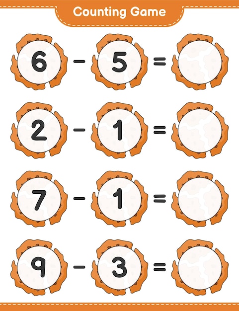 Gra W Liczenie, Policz Liczbę Ciasteczek I Napisz Wynik. Gra Edukacyjna Dla Dzieci, Arkusz Do Druku, Ilustracja Wektorowa