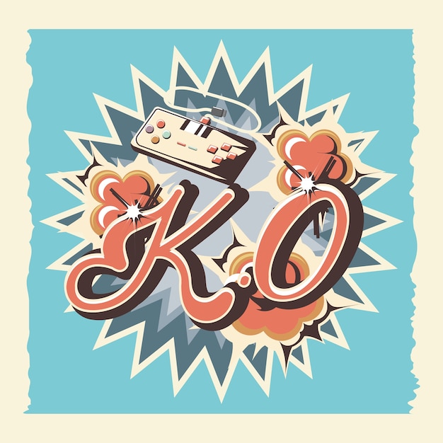 Gra wideo retro z kontrolnym wektorowym ilustracyjnym projektem