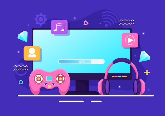Gra wideo z dziećmi grającymi w konsolę do walki z gamepadem na komputerze mobilnym z systemem Android na ilustracji