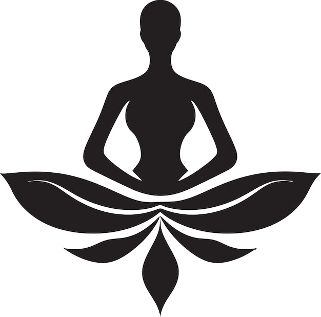 Graceful Gaze Black Yoga Woman Icon Tranquil Triad Yoga Woman Emblem W Wektorze
