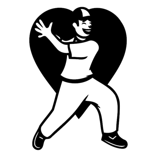 Plik wektorowy gracz baseballu z czerwonym sercem na tle ilustracja wektorowa