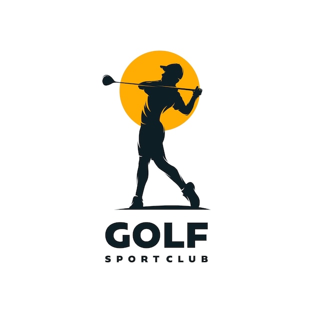 Plik wektorowy gracz sylwetki golf swing stick inspiracja do projektowania logo