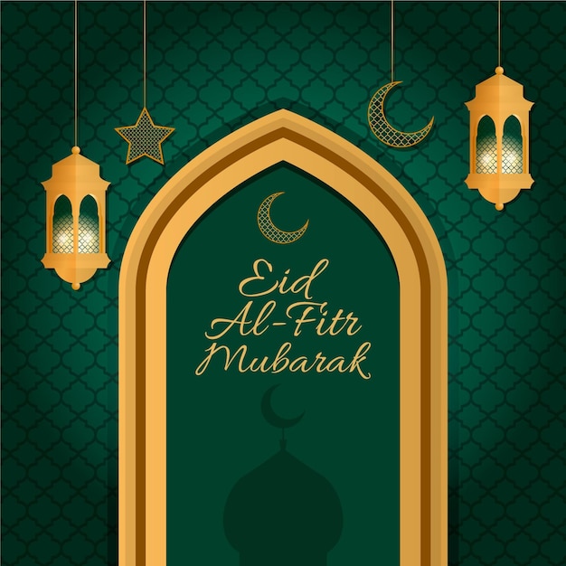 Plik wektorowy gradient eid al-fitr - ilustracja eid mubarak