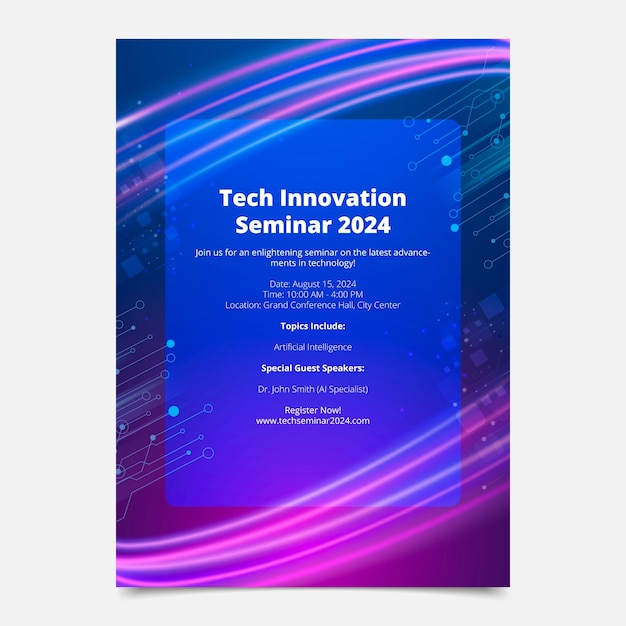 Gradient futurystyczna technologia pionowy szablon plakat