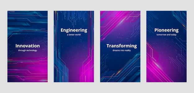 Gradient futurystyczna technologia zbiór historii na Instagramie