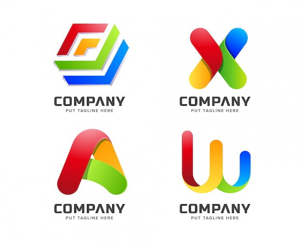 Gradient Logo Firmy Kolorowe Tęczy Szablon Z Abstrakcyjny Kształt