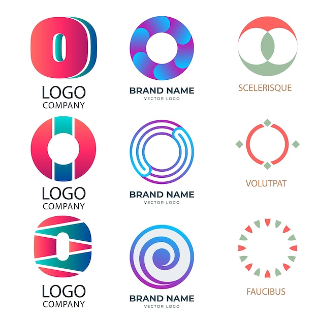 Gradient o set szablonów logo o stopniach gradient logo biznesowe logo marki pismo logo firmy tożsamość