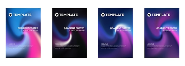 Gradient Poster Templates Creative Mesh Design Set