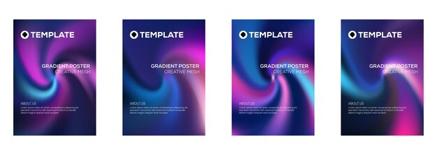 Gradient Poster Templates Creative Mesh Design Set