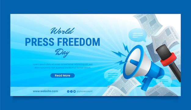 Gradient światowy Dzień Wolności Prasy Horyzontalny Szablon Baner