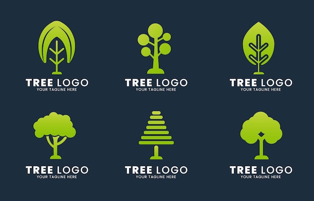 Gradient Tree Logo Element Set Collection