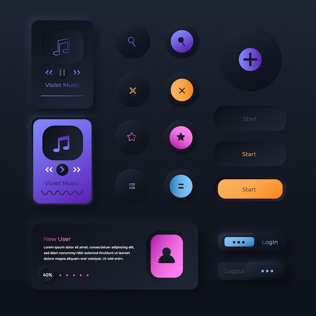 Gradientna mobilna konstrukcja UI/UX
