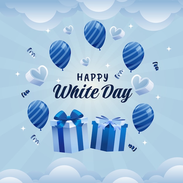 Plik wektorowy gradientowa ilustracja białego dnia z balonami