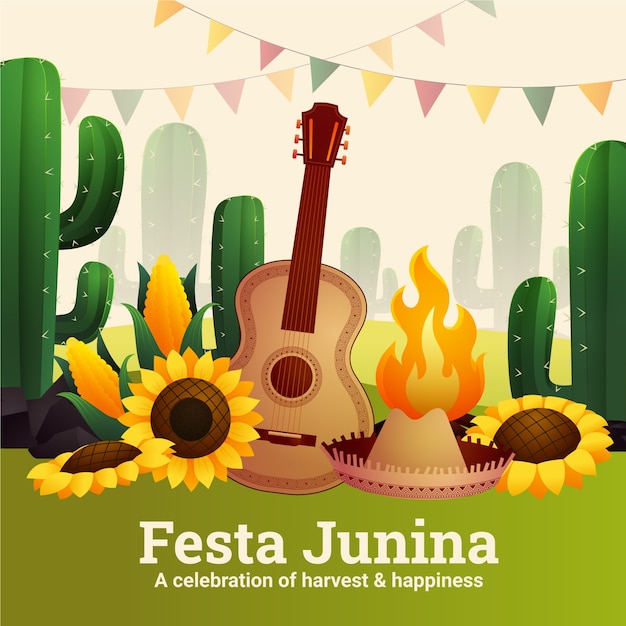 Gradientowa ilustracja do brazylijskich obchodów festas juninas