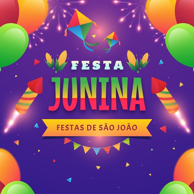 Plik wektorowy gradientowa ilustracja do brazylijskich obchodów festas juninas