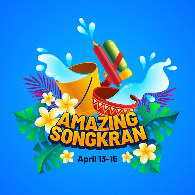 Plik wektorowy gradientowa ilustracja do obchodów festiwalu wody songkran