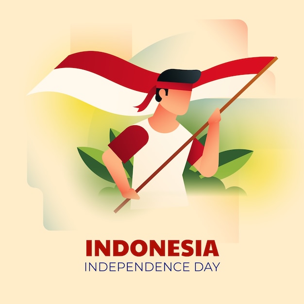 Plik wektorowy gradientowa ilustracja dzień niepodległości w indonezji