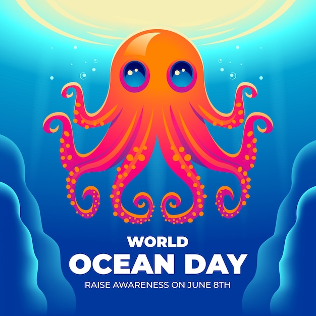 Gradientowa ilustracja na obchody światowego dnia oceanów