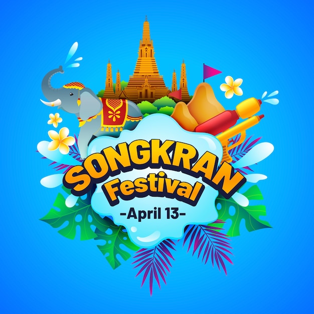 Gradientowa Ilustracja Songkran