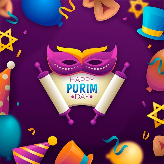 Plik wektorowy gradientowa ilustracja uroczystości purim