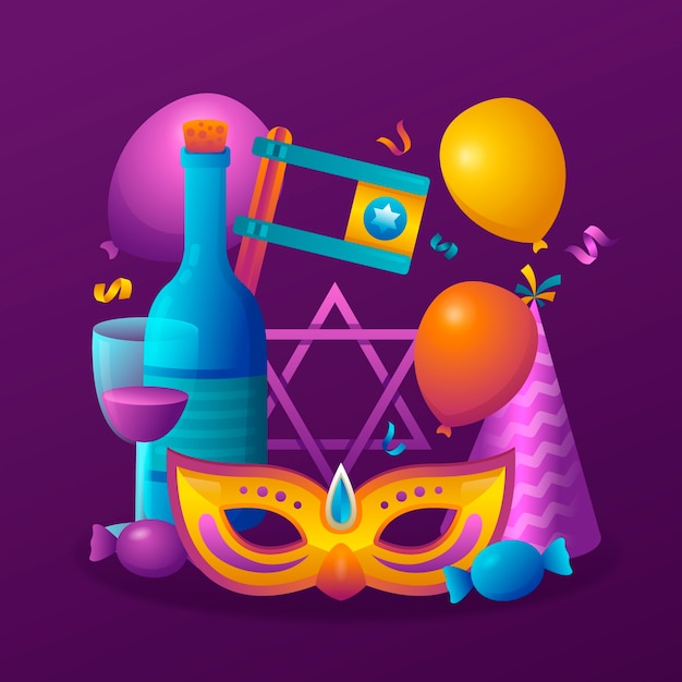 Gradientowa ilustracja uroczystości purim