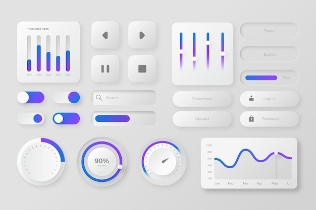 Gradientowa kolekcja elementów ui/ux