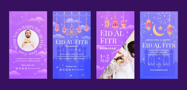 Gradientowa kolekcja opowiadań na Instagramie eid al-fitr